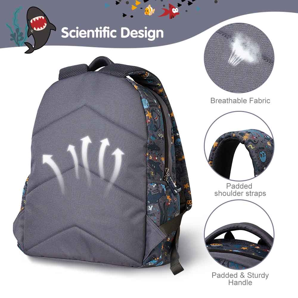 Nohoo - Shark School Backpack - Grey - 16-Inch/41cm