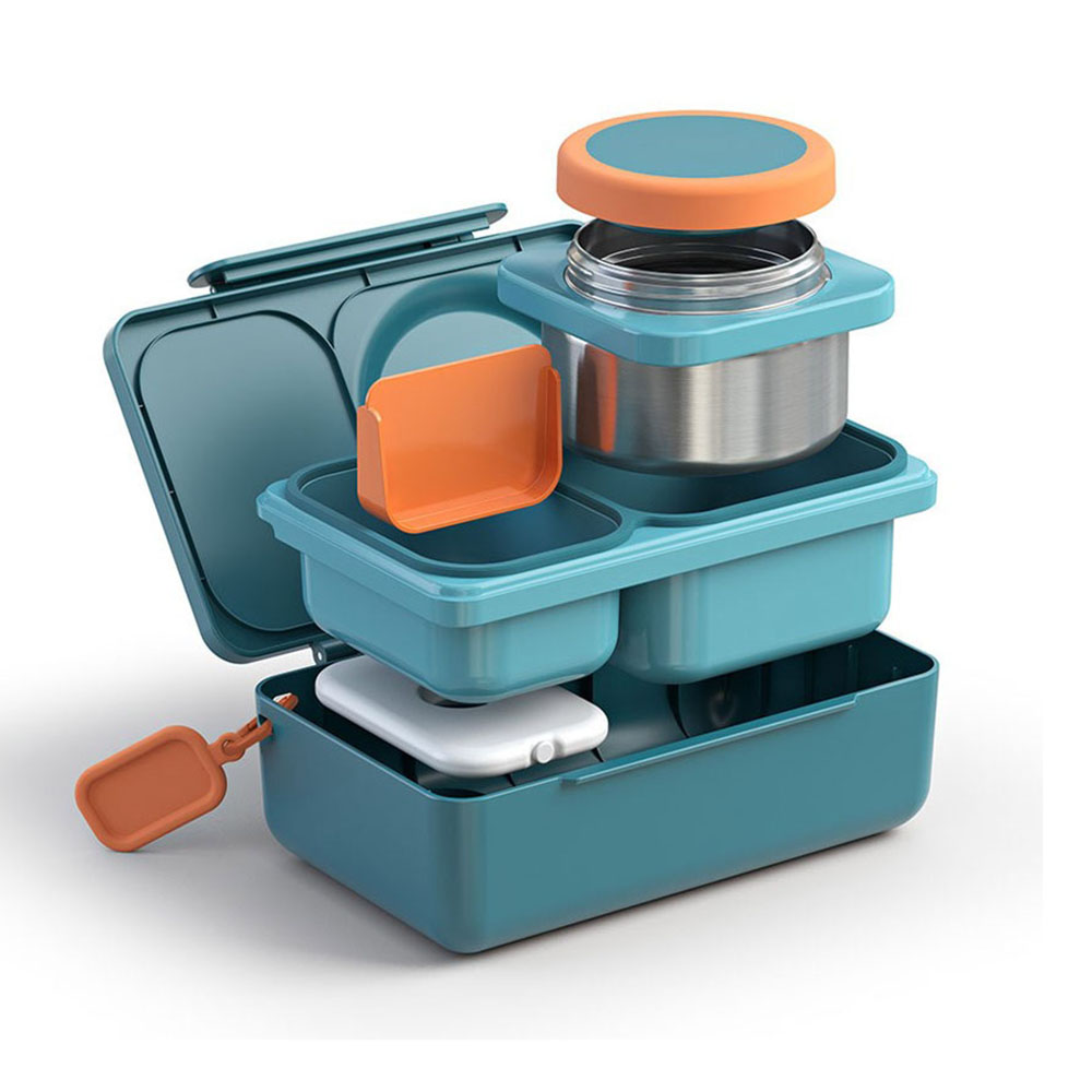 OmieBox - OmieLife Up Bento Box With Thermos And Ice Pack - Teal Green