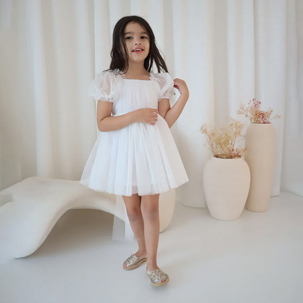 Maxims - Christmas Princess Tuelle Dress/Onesie - White