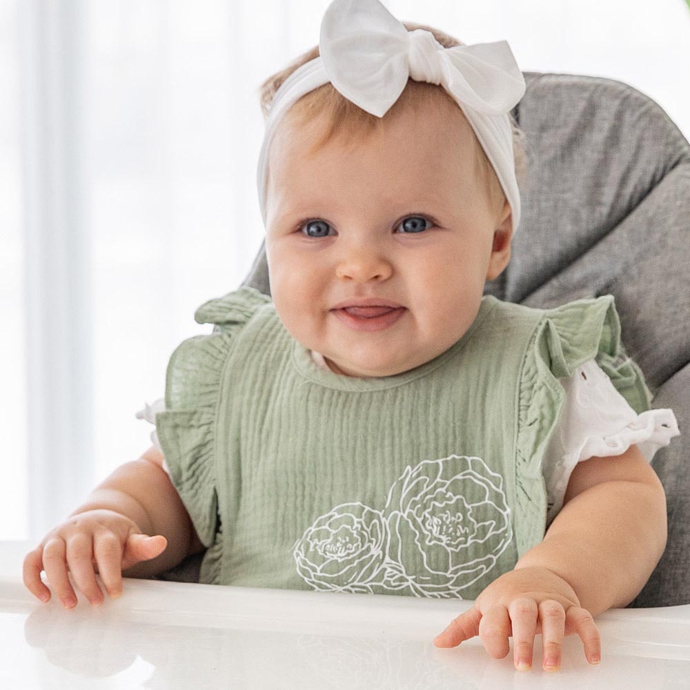 Pioen Baby - Bloom Ruffle Baby Bib - Green