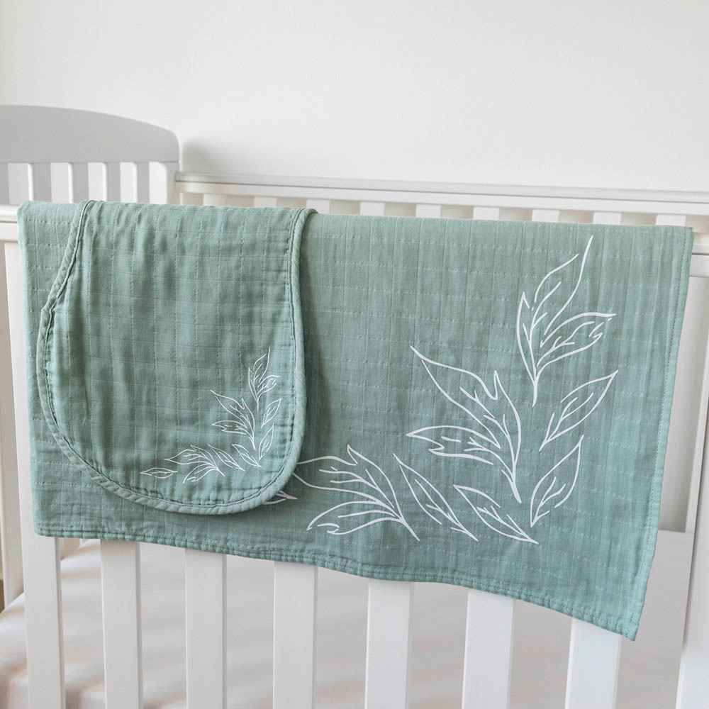 Pioen Baby - 100% Organic Cotton Muslin Swaddle Wrap - Sage Green
