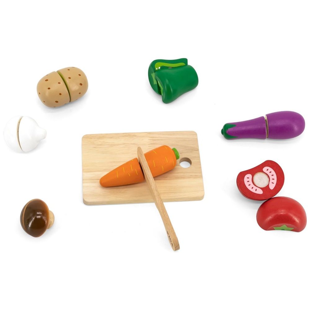 Viga - Wooden Vegetable Chopping Set - Knife and Fruits