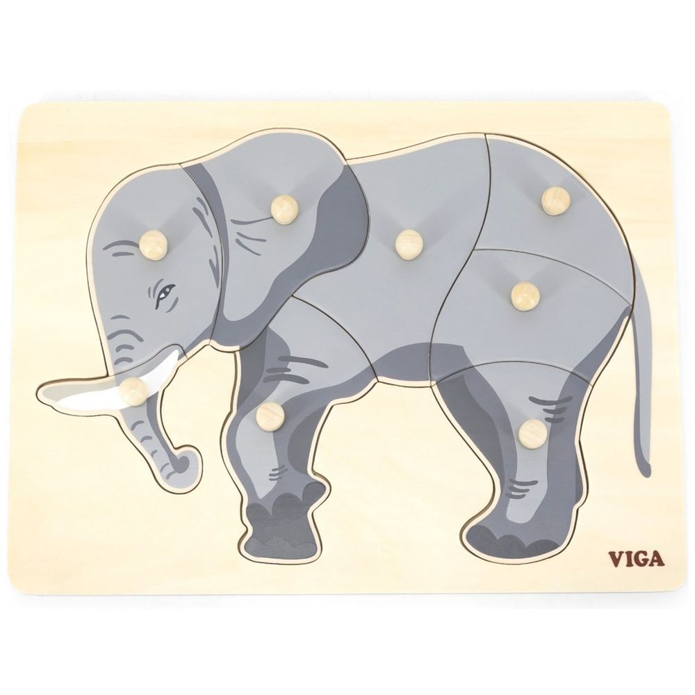 Viga - Elephant Knob Puzzle Wooden Toy - 8pcs