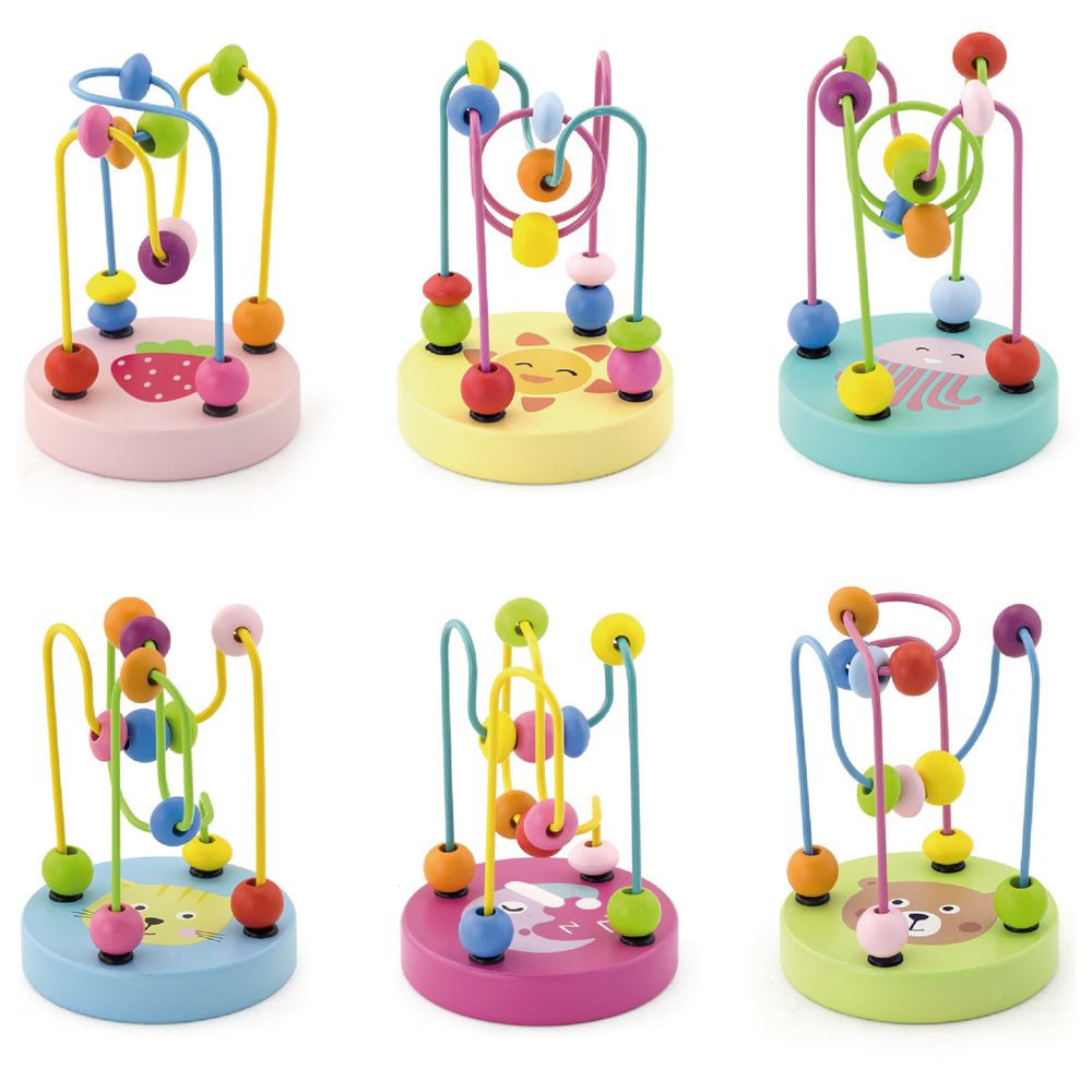 Viga - Mini Bead Maze Montessori Wooden Fine Motor Toy Colorful Wires & Beads
