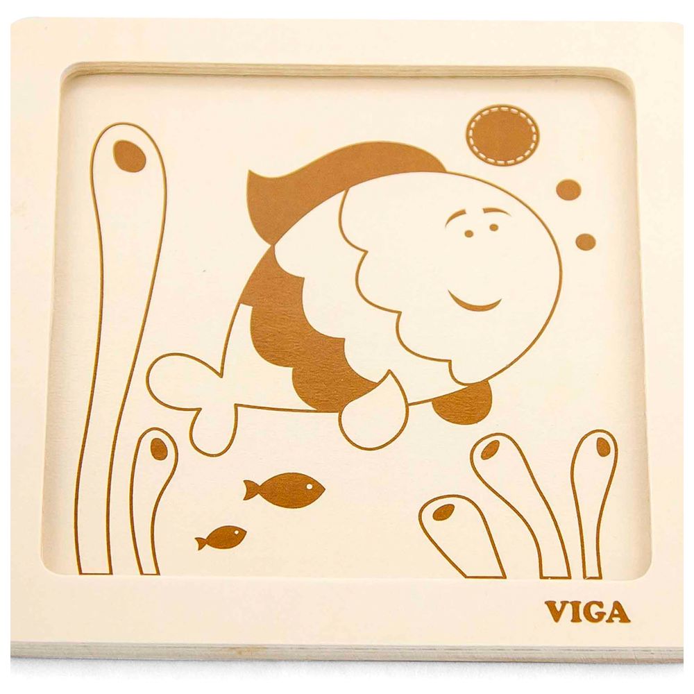 Viga - Fish Block Puzzle Montessori Wooden Toy - 4pcs