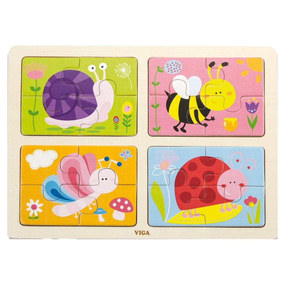 Viga - 4 in 1 Insect Block Puzzle - 16pcs