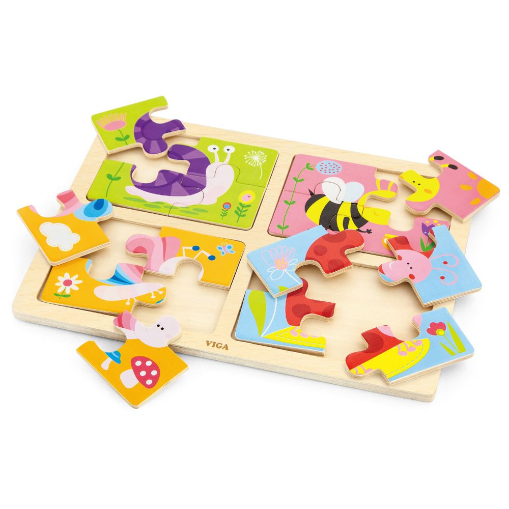 Viga - 4 in 1 Insect Block Puzzle - 16pcs
