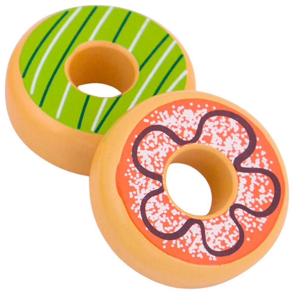 Viga - Wooden Donuts Pretend Food Play Set for Kitchen Roleplay - 6pcs