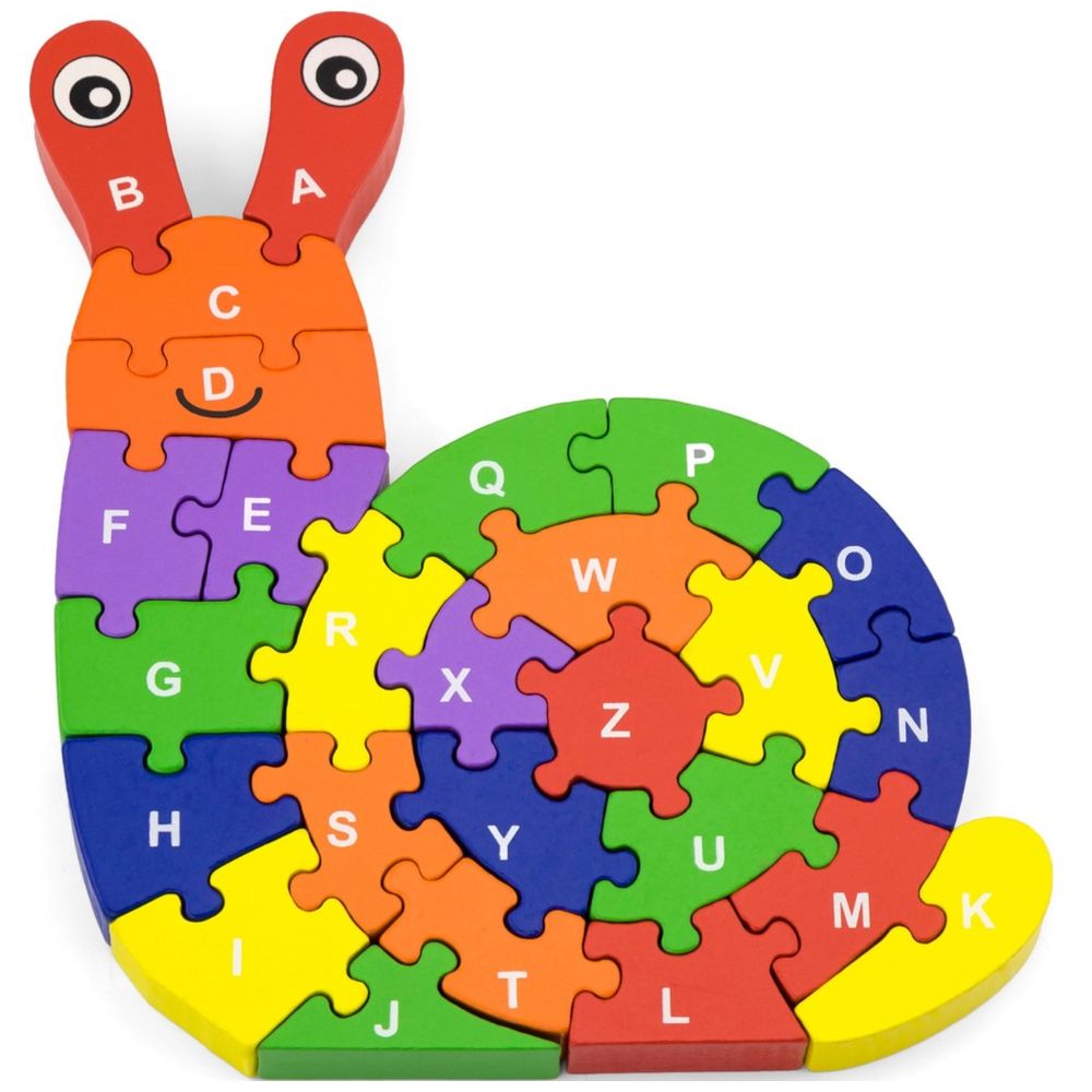 Viga - 3D Snail with Alphabets Jigsaw Block Puzzle - 26pcs Montessori Wooden Toy