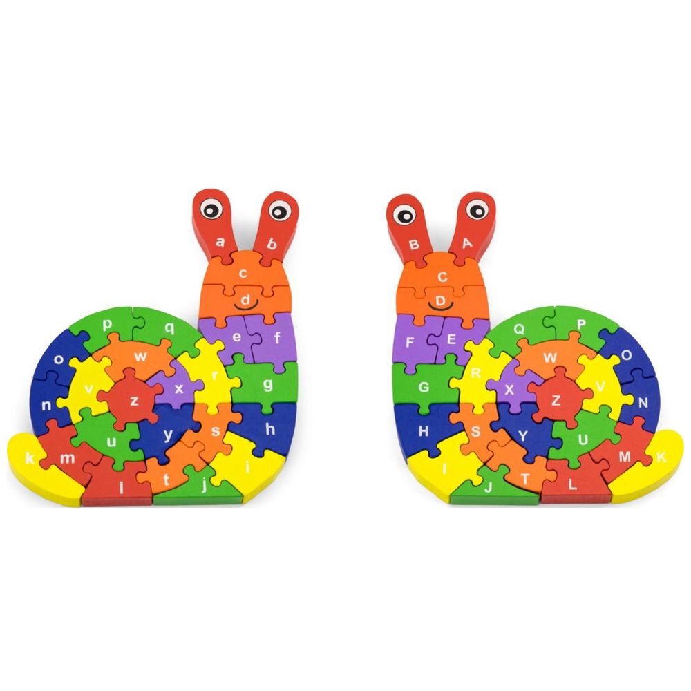 Viga - 3D Snail with Alphabets Jigsaw Block Puzzle - 26pcs Montessori Wooden Toy