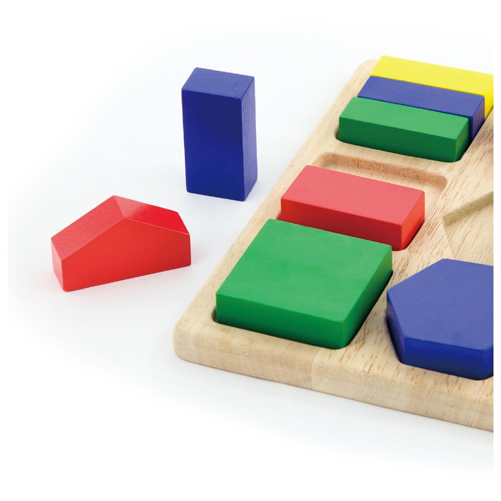 Viga - Shapes Geometric Block Puzzle - 18pcs - Montessori Wooden Educational Toy