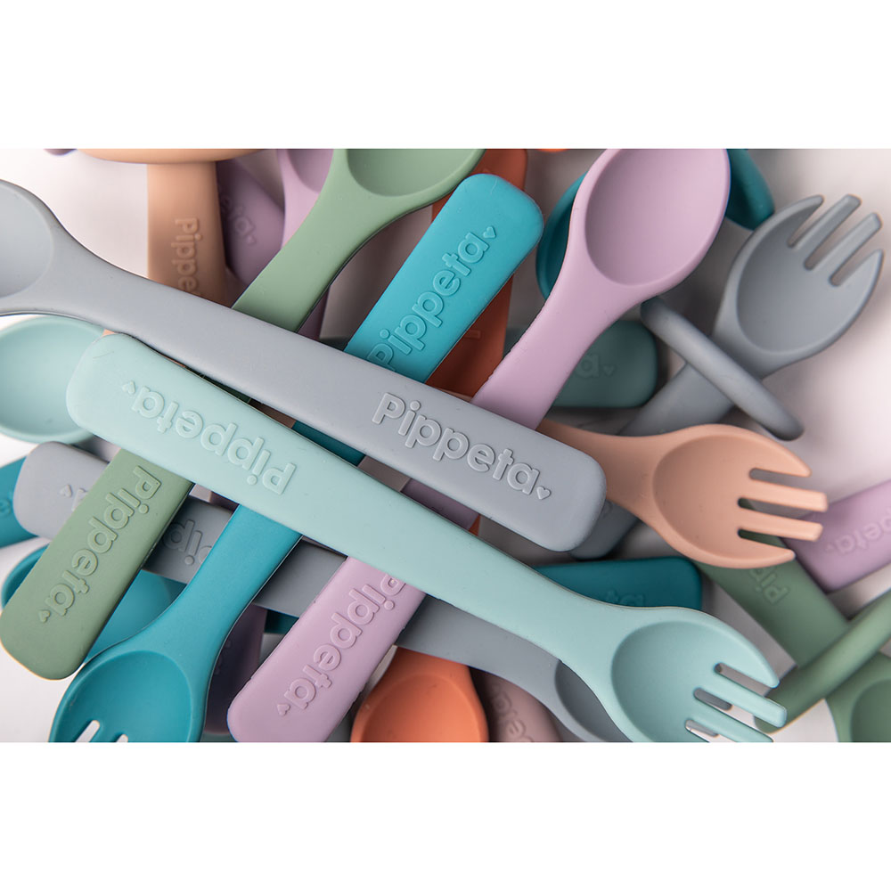 Pippeta Silicone Spoon & Fork - Ash Rose