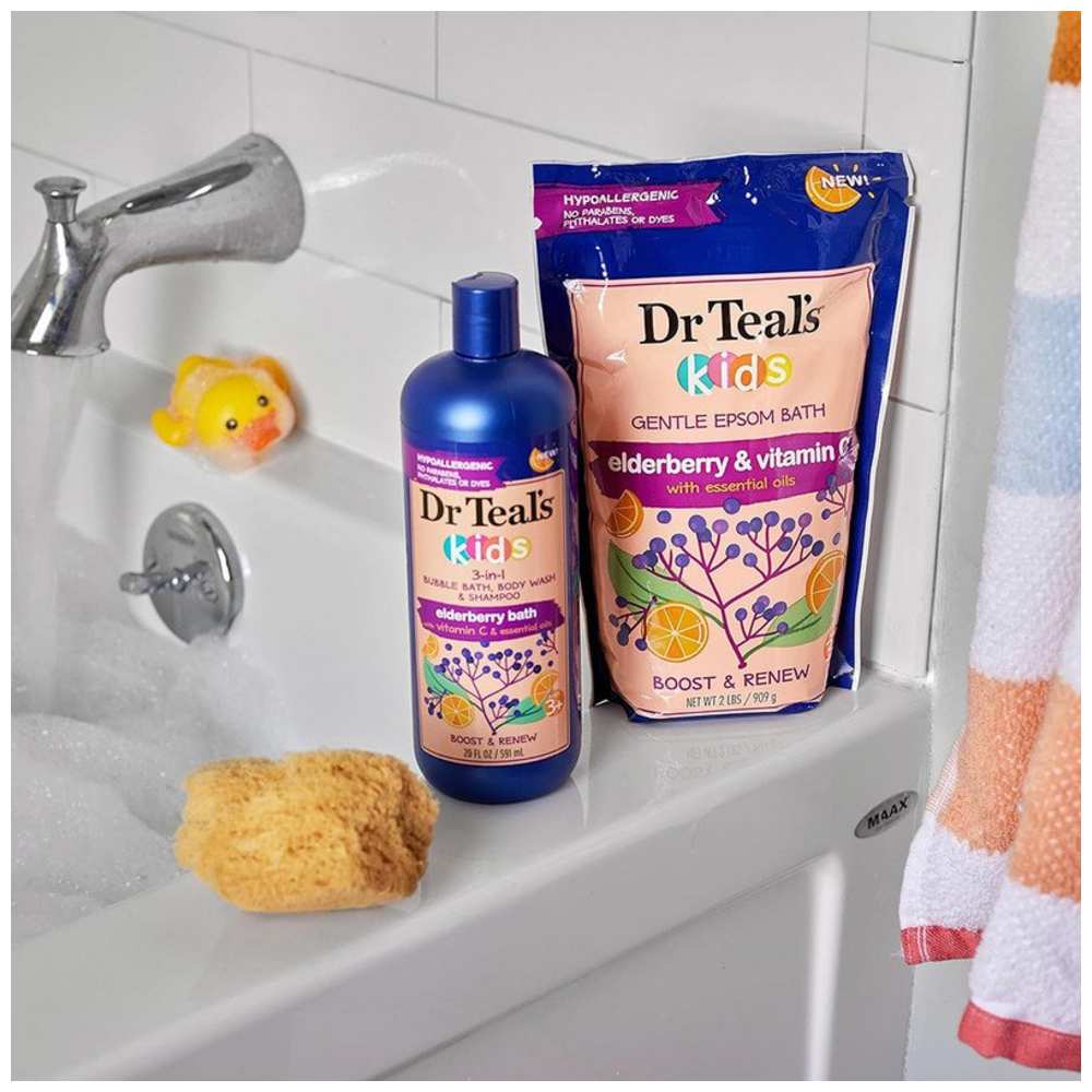 Dr Teal's - Kids Elderberry Bubble Bath, Body Wash & Shampoo - 591 ml