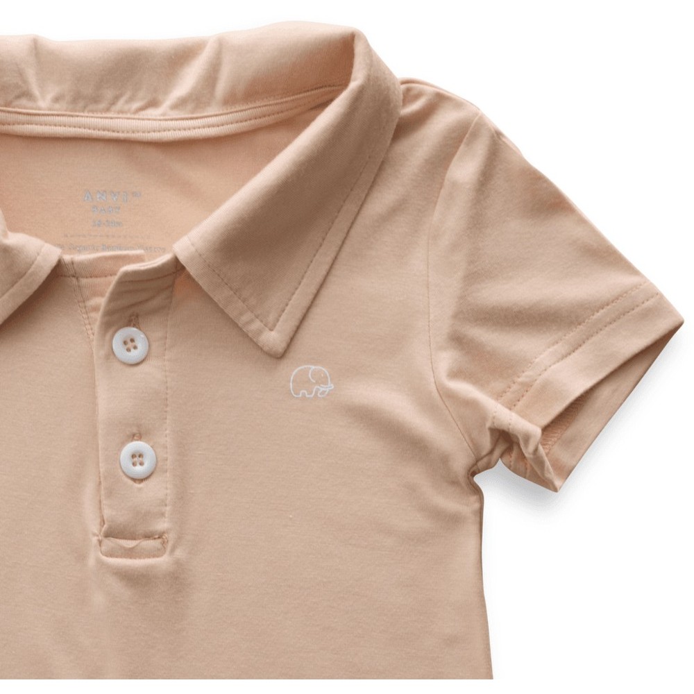 Anvi Baby - Personalized Girl's Short Sleeves Polo T-Shirt - Coral Peach_3T