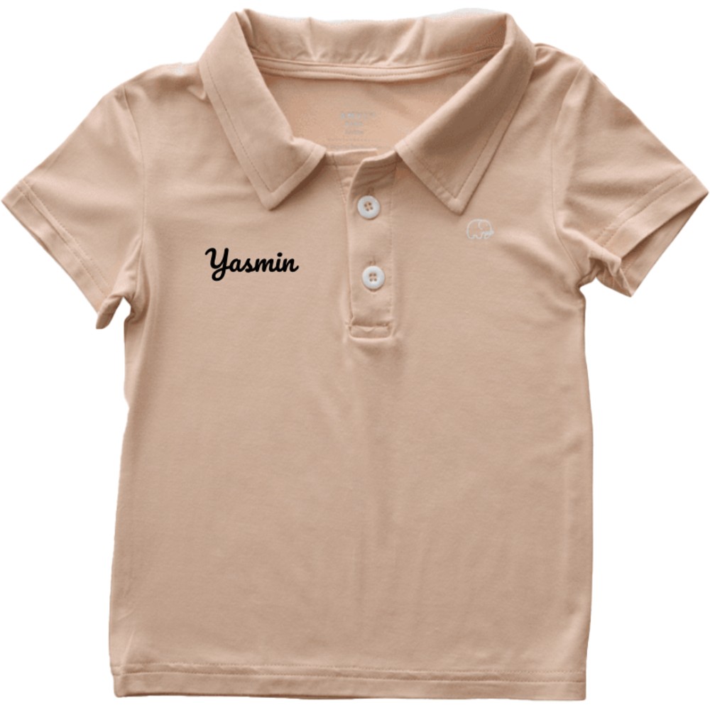 Anvi Baby - Personalized Girl's Short Sleeves Polo T-Shirt - Coral Peach_4T