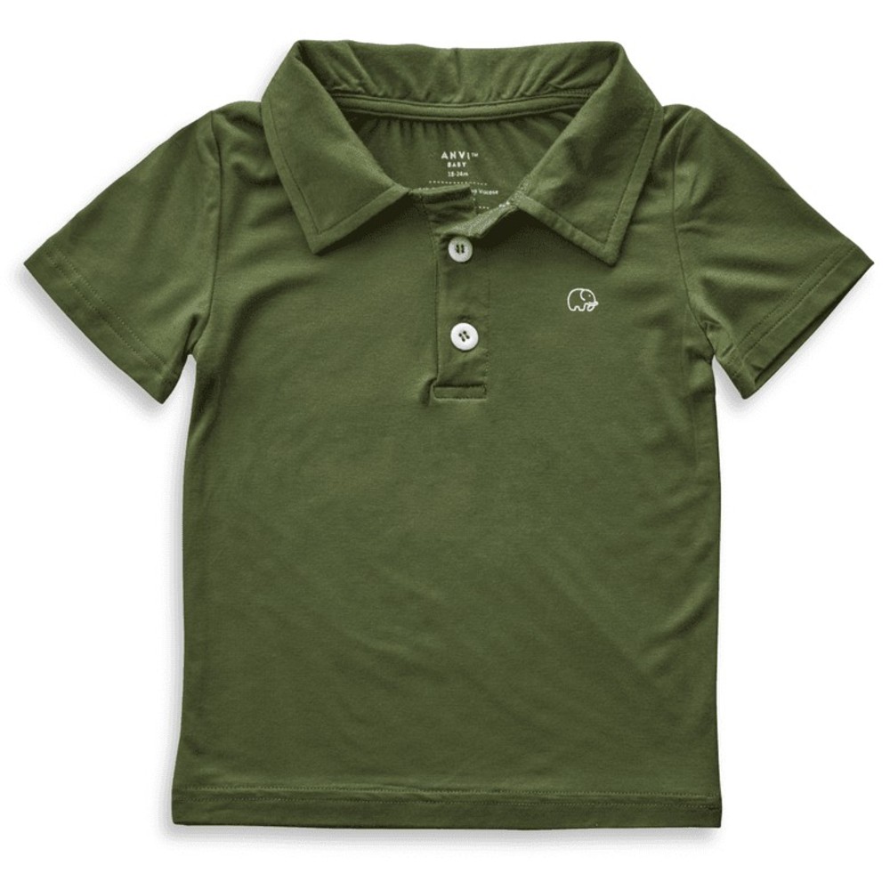 Anvi Baby - Personalized Kids Short Sleeves Polo T-Shirt - Dark Green_3T