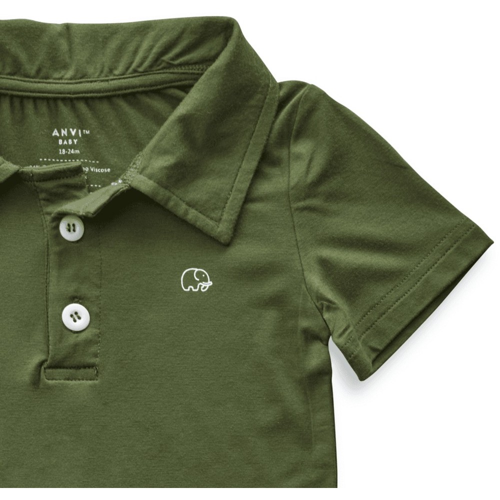 Anvi Baby - Personalized Kids Short Sleeves Polo T-Shirt - Dark Green_3T
