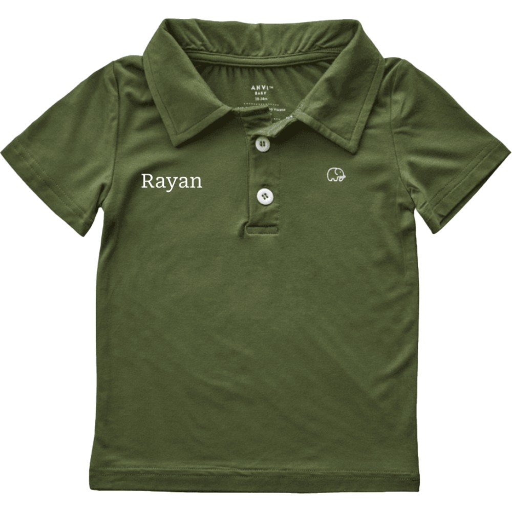 Anvi Baby - Personalized Short Sleeves Polo T-Shirt - Dark Green_4T
