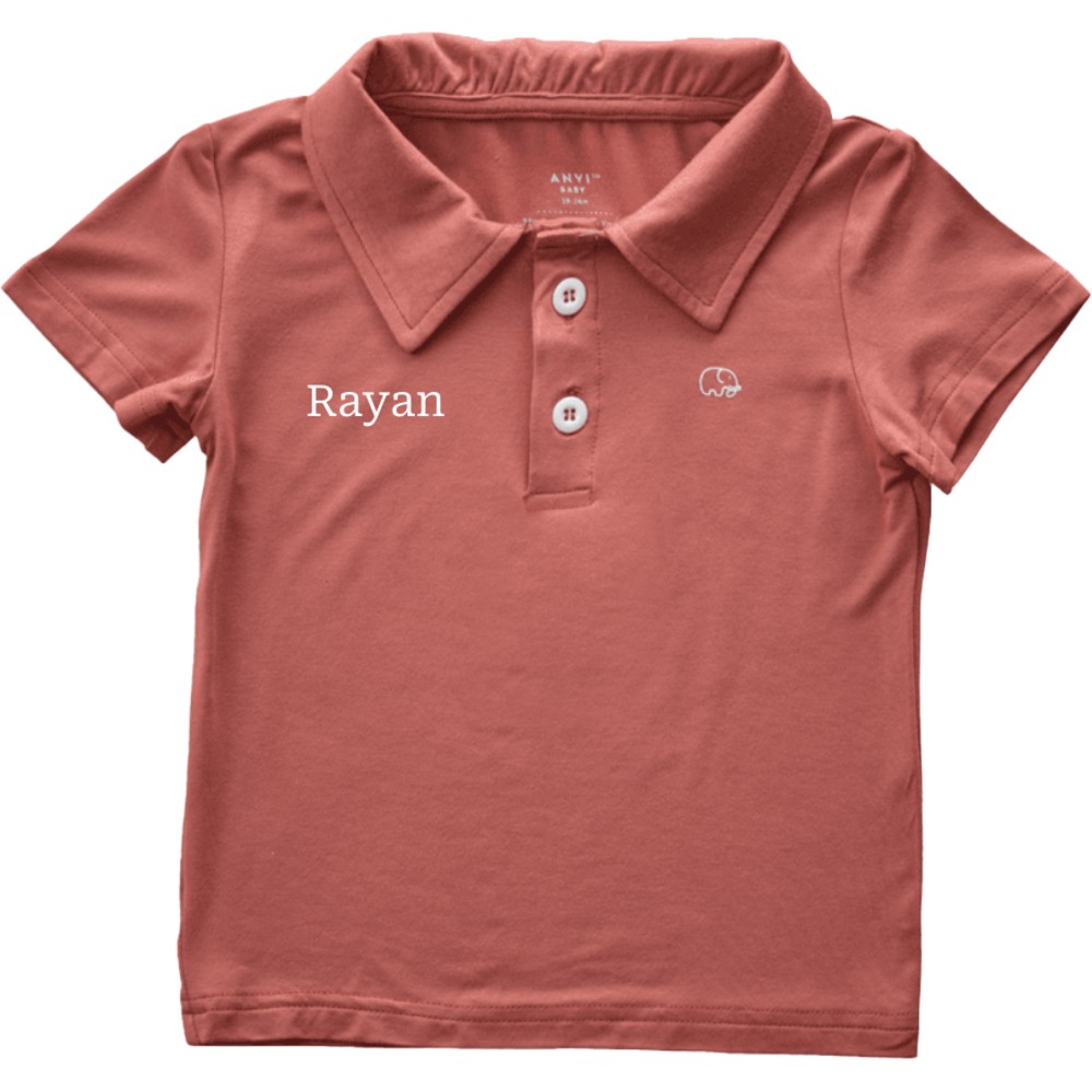Anvi Baby - Personalized Short Sleeves Polo T-Shirt - Maroon_3T