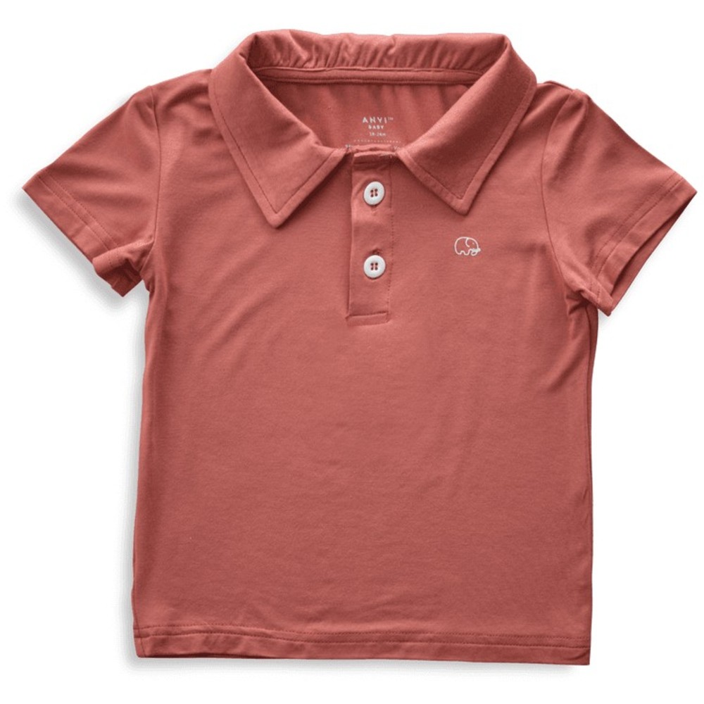 Anvi Baby - Personalized Short Sleeves Polo T-Shirt - Maroon_3T