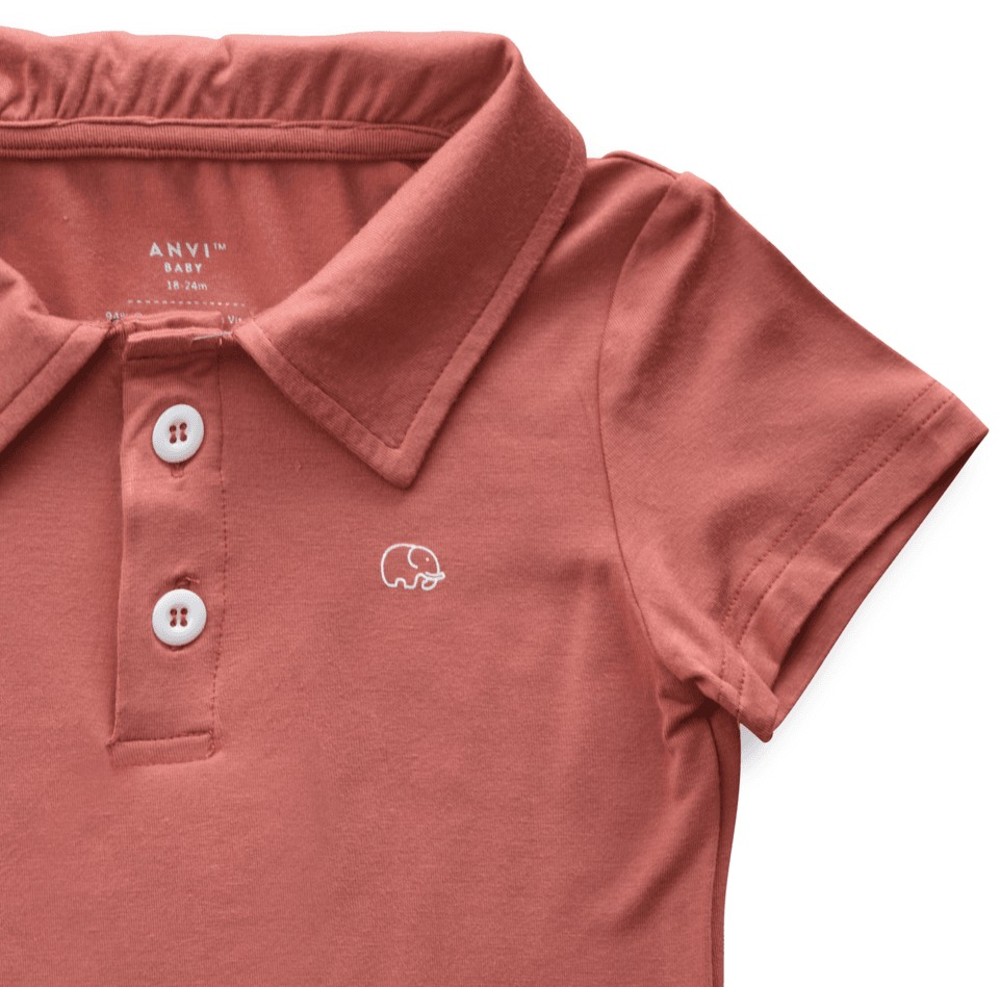 Anvi Baby - Personalized Short Sleeves Polo T-Shirt - Maroon_3T