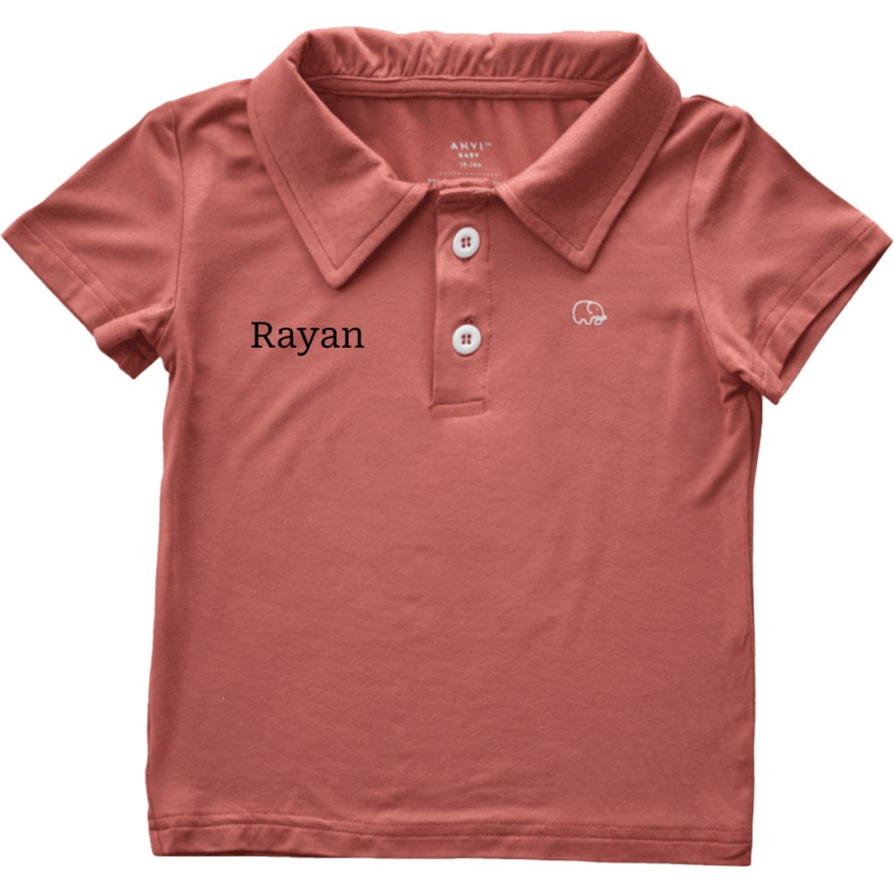 Anvi Baby - Personalized Short Sleeves Polo T-Shirt - Maroon_4T