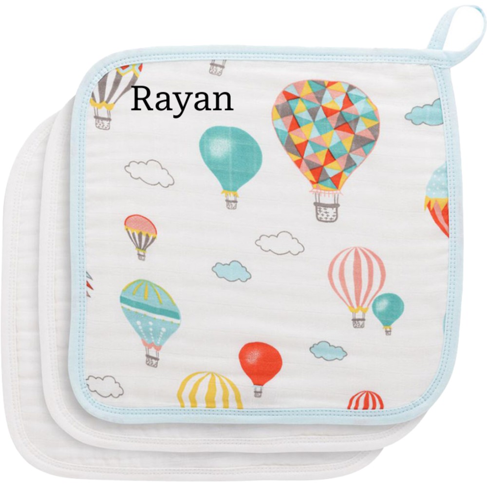 Anvi Baby - Personalized Face Cloth - Balloons - 3 Pc Set