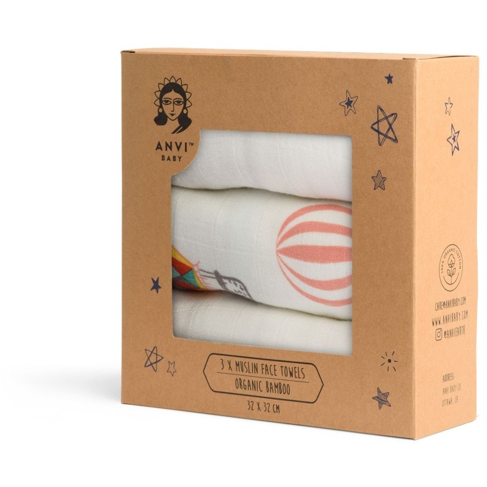 Anvi Baby - Personalized Face Cloth - Balloons - 3 Pc Set