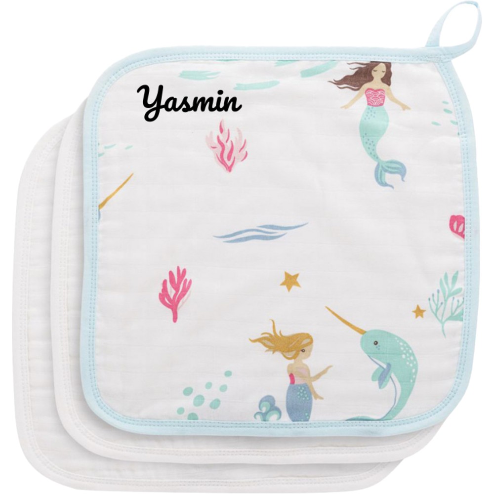 Anvi Baby - Personalized Face Cloth - Mermaids - 3 Pc Set