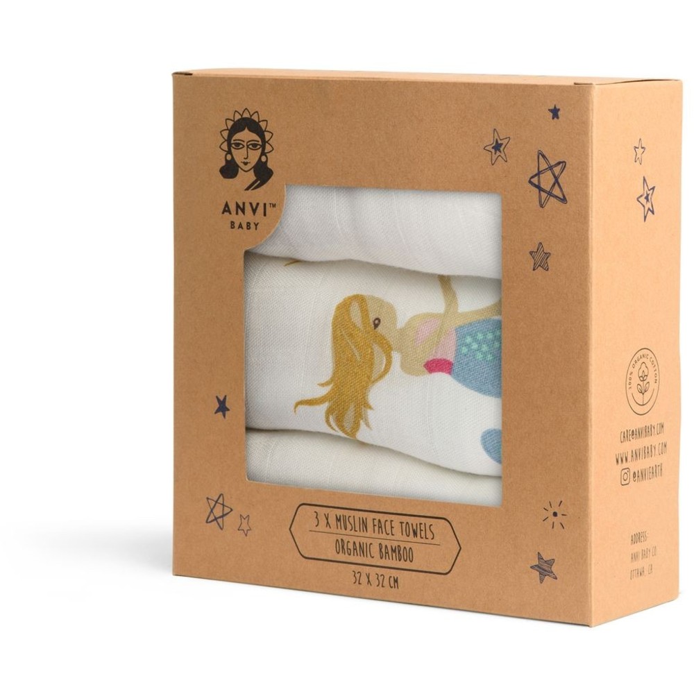 Anvi Baby - Personalized Face Cloth - Mermaids - 3 Pc Set