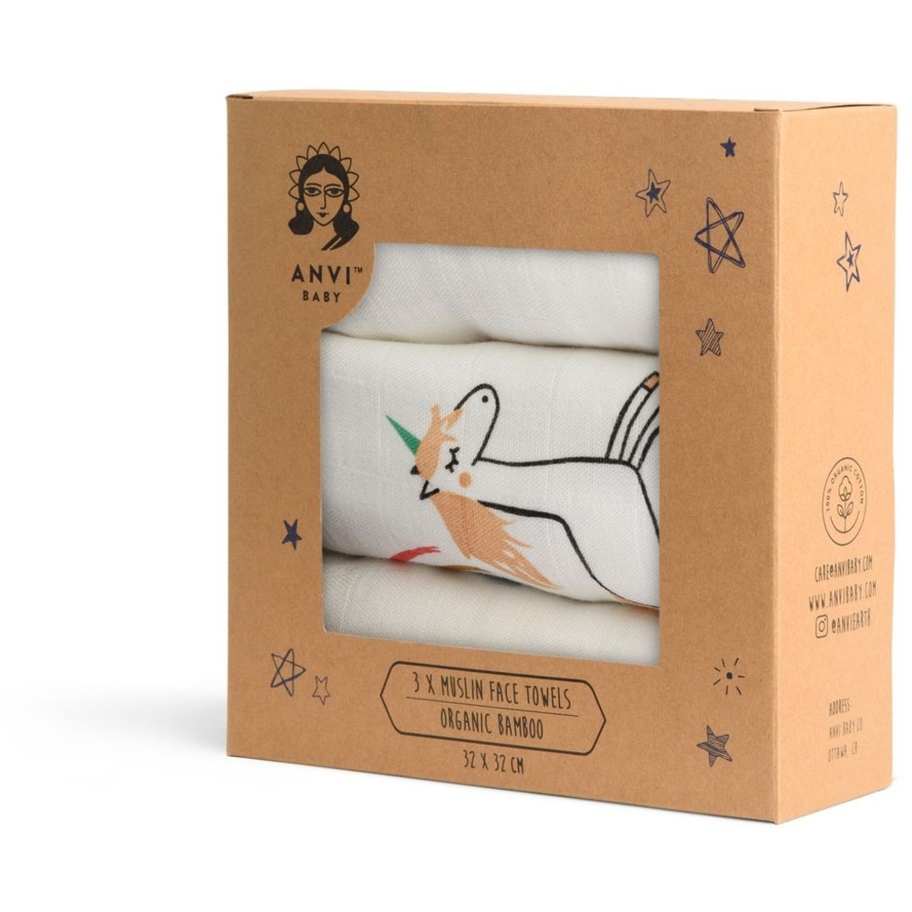 Anvi Baby - Personalized Face Cloth - Unicorn - 3 Pc Set
