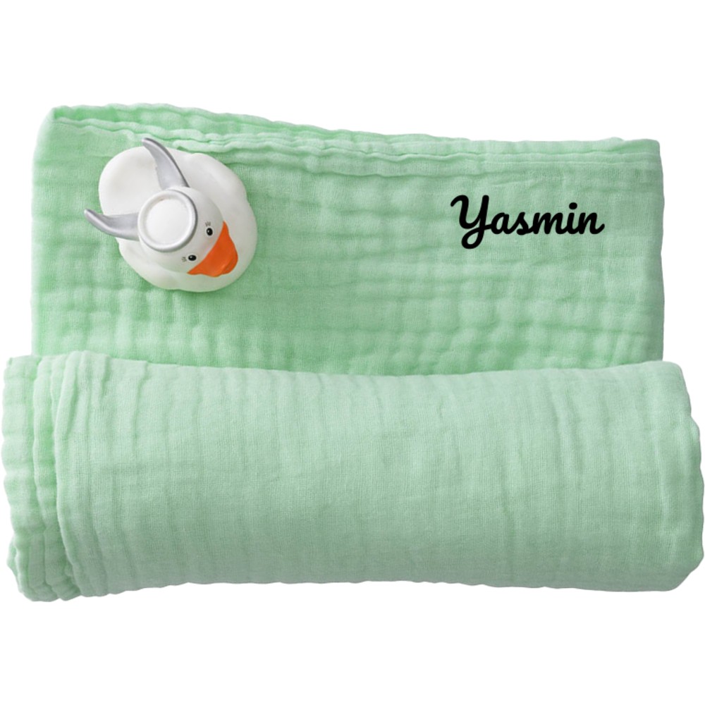 Anvi Baby - Personalized Organic 6 Layered Muslin Bath Towel - Green Acres