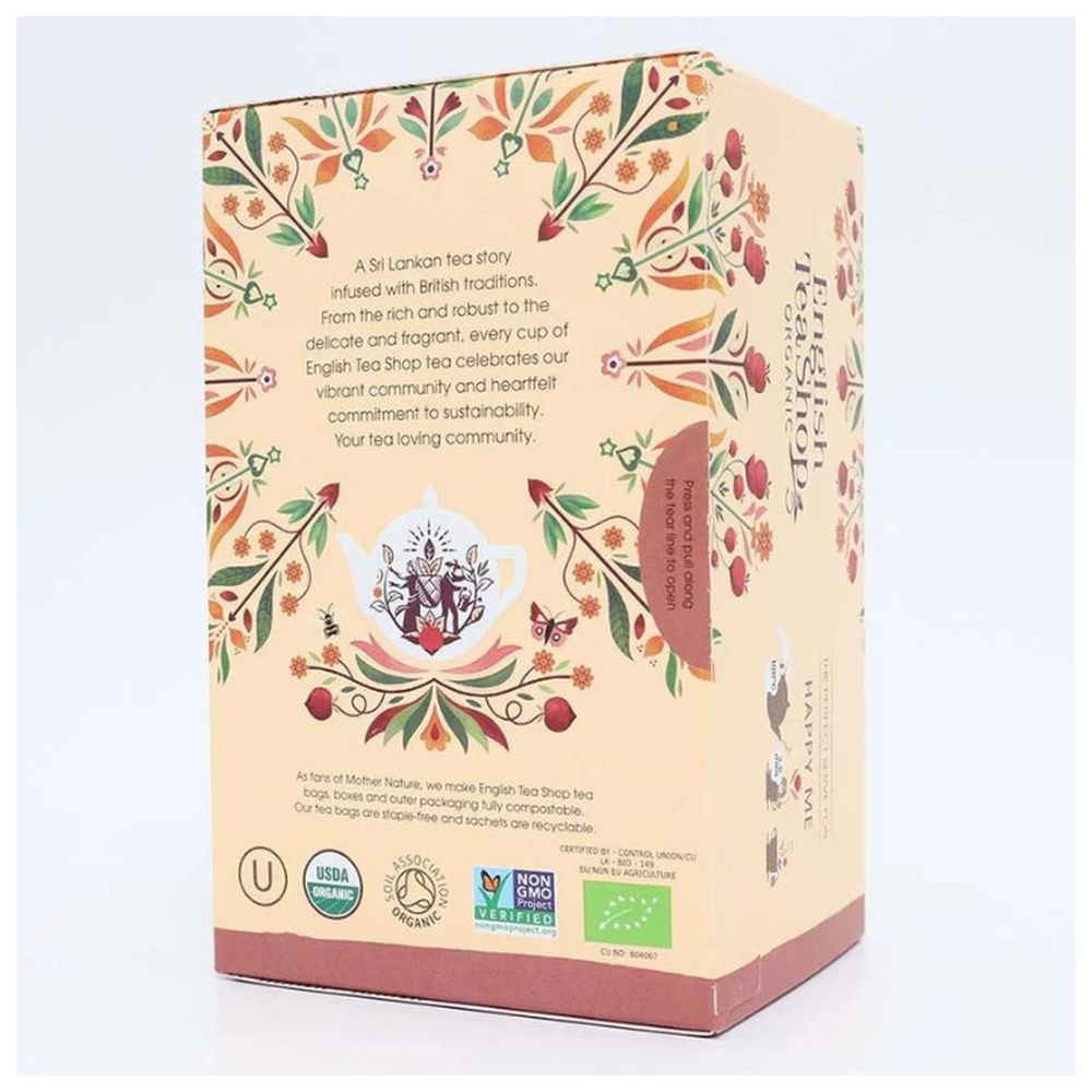 English Tea Shop - Organic Happy Me Tea W/ Orange, Spicy Ginger & Cinnamon 30g - Pack of 20