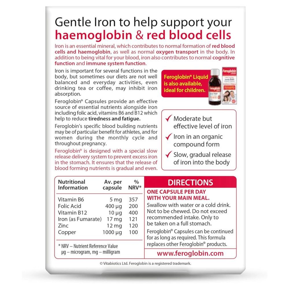 Vitabiotics - Feroglobin Capsules - 30 Pcs