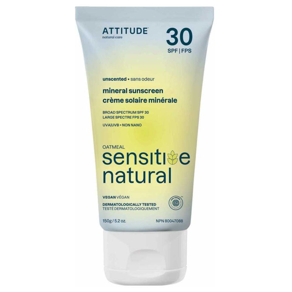 Attitude - Adult Sunscreen Cream w/ SPF 30 - Unscented - 150 gm