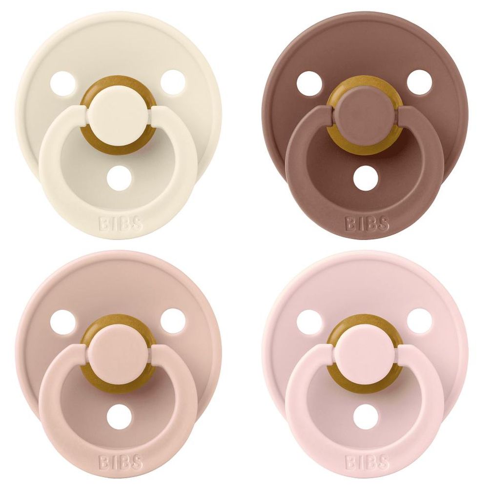 BIBS - Colour Round Latex Pacifier Pack Of 4 Size 2 - Ivory Blush Woodchuck