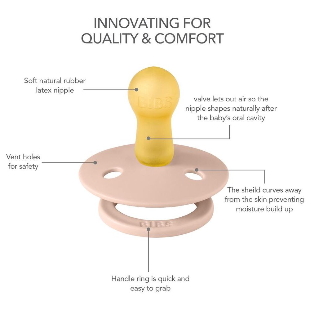 BIBS - Colour Round Latex Pacifier Pack Of 4 Size 2 - Ivory Blush Woodchuck