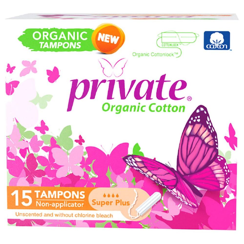 Private - Organic Non Applicator Tampon - Super Plus - 15pcs