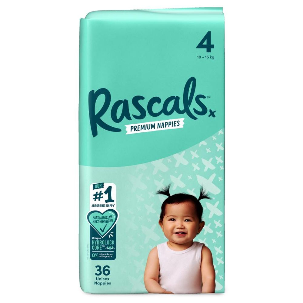 Rascal + Friends - Premium Baby Diapers - 10-15 Kg - Size 4 - 36 Count