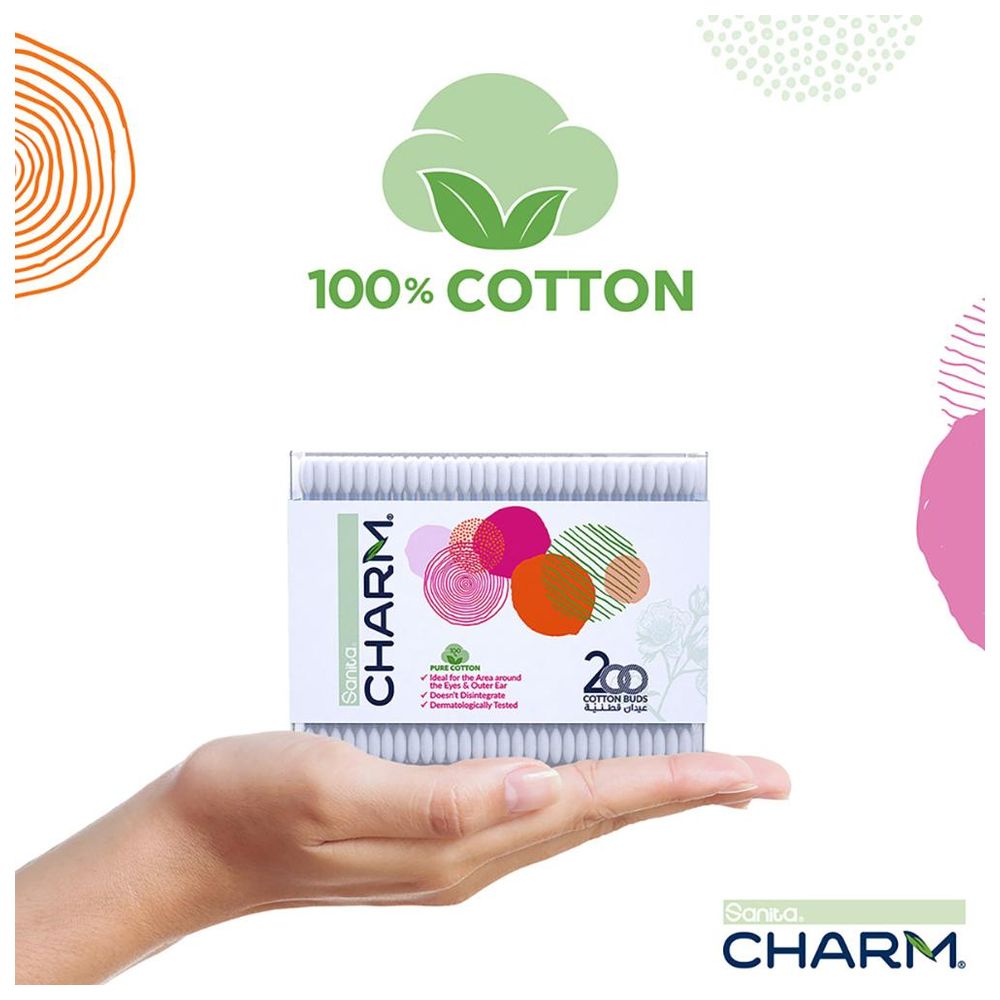 Sanita Charm 100% Cotton Buds 200 Buds