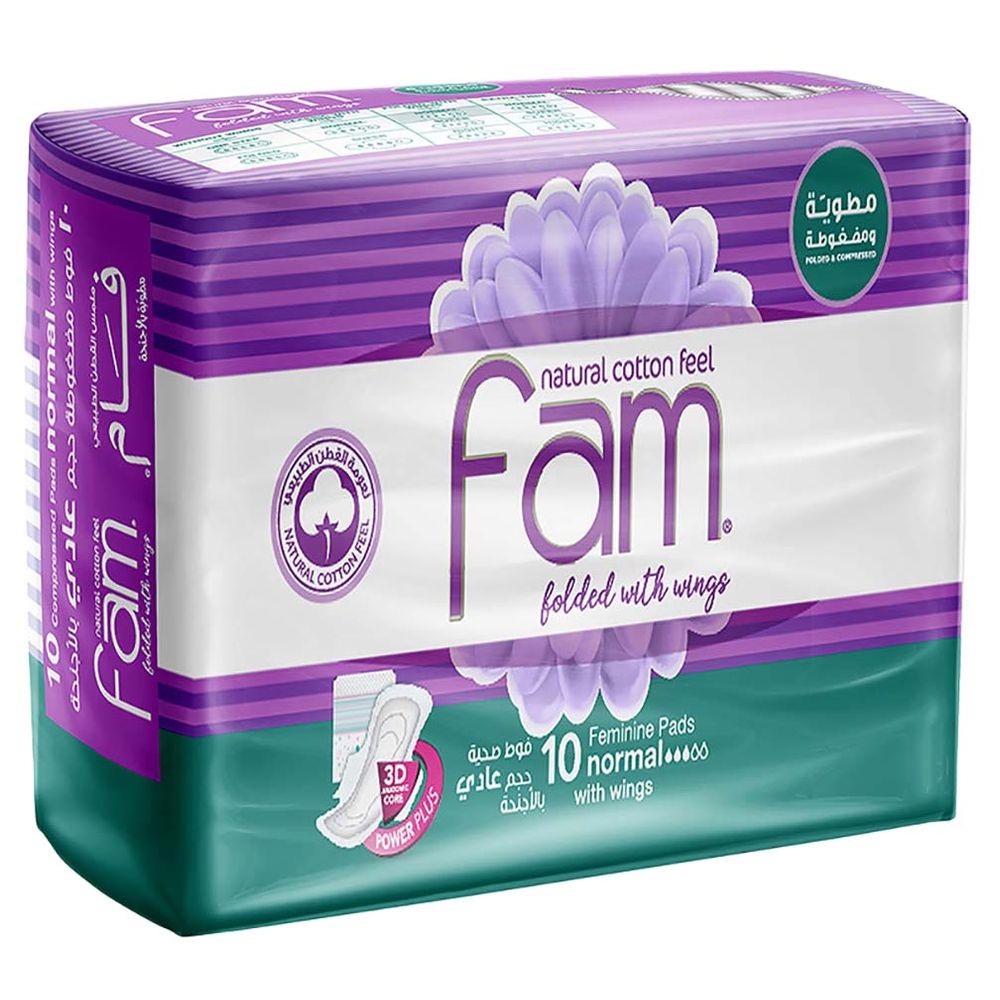 Fam Maxi Thick Folded With Wings Normal Sanitary Pads 10pcs