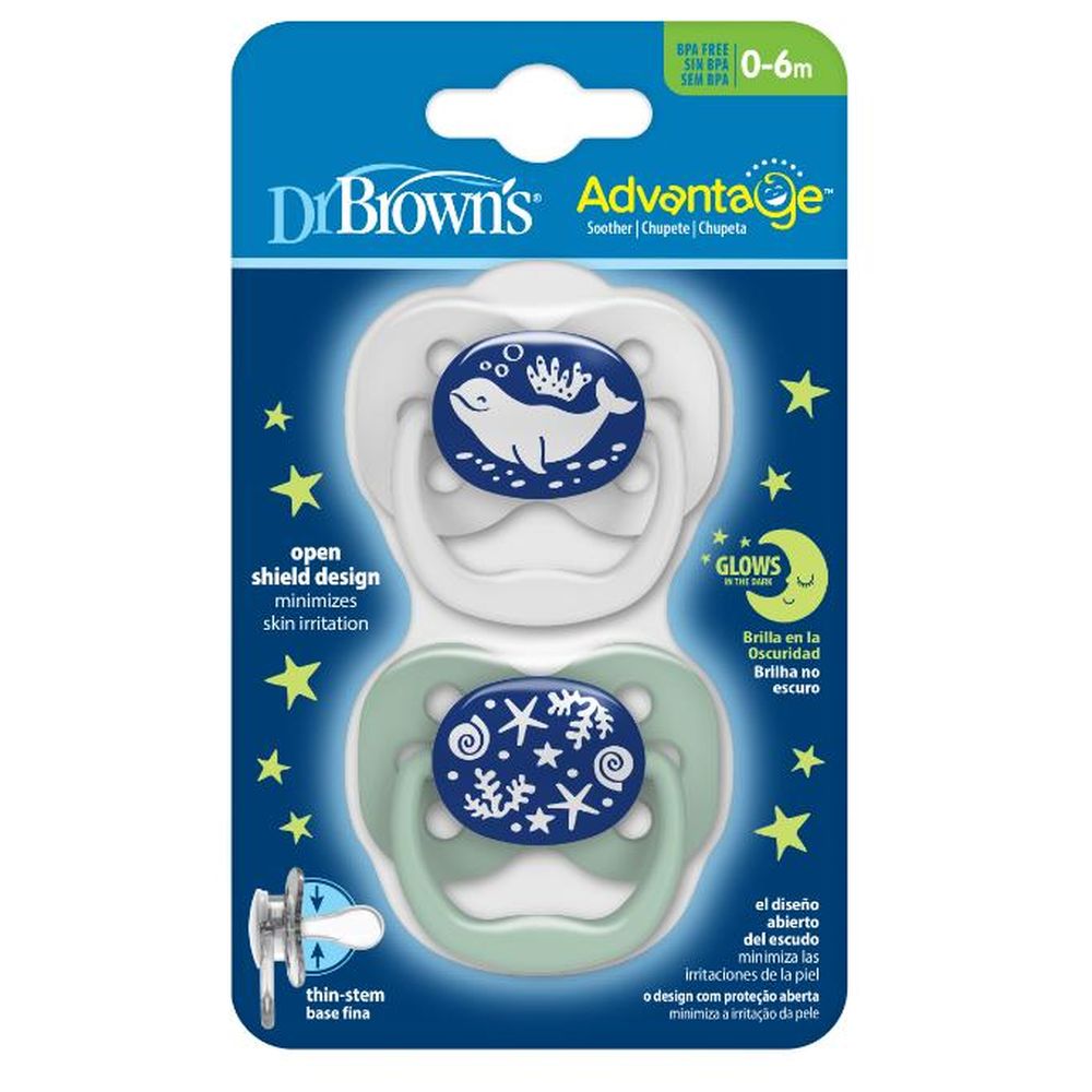 Dr. Brown's - Advantage Pacifier 0-6M - Stage 1 - Blue - Pack of 2