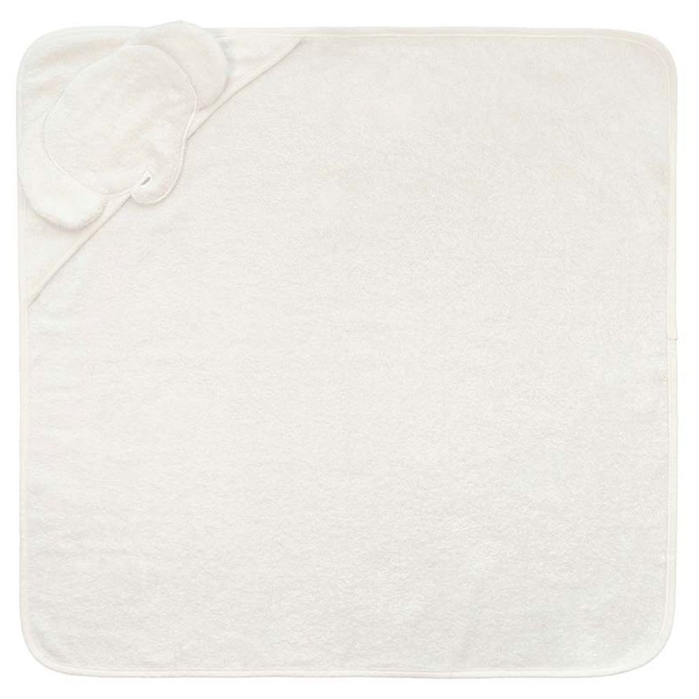 Tiny Toes - Elephant Ears Hooded Baby Towel, 100% Cotton - White