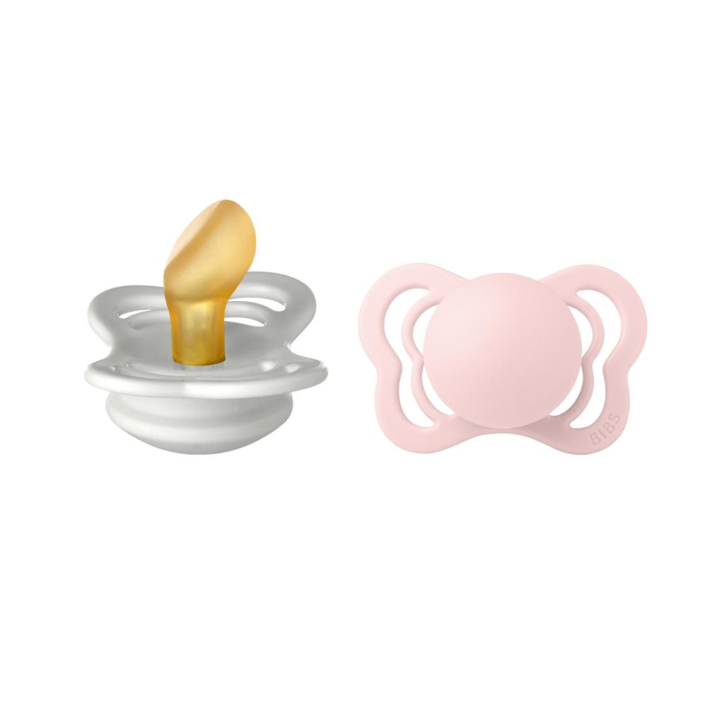 Bibs - Pacifier Couture Latex Size 1 - 0-6M - Pack of 2 - Haze/Blossom