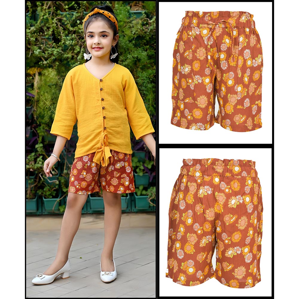 Nexgen Girls - Girl's Fully Elasticated Printed Shorts - Brown