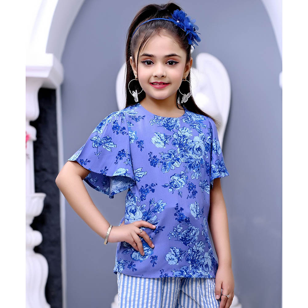 Nexgen Girls - Girl's Flare Sleeve Printed Top - Blue