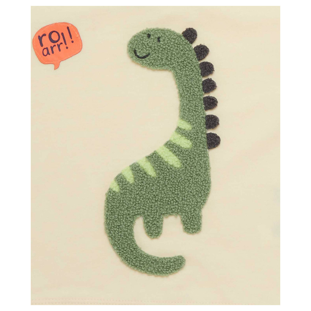 Little Kangaroos - Baby Boy Dinosaur Print T-Shirt - Butter