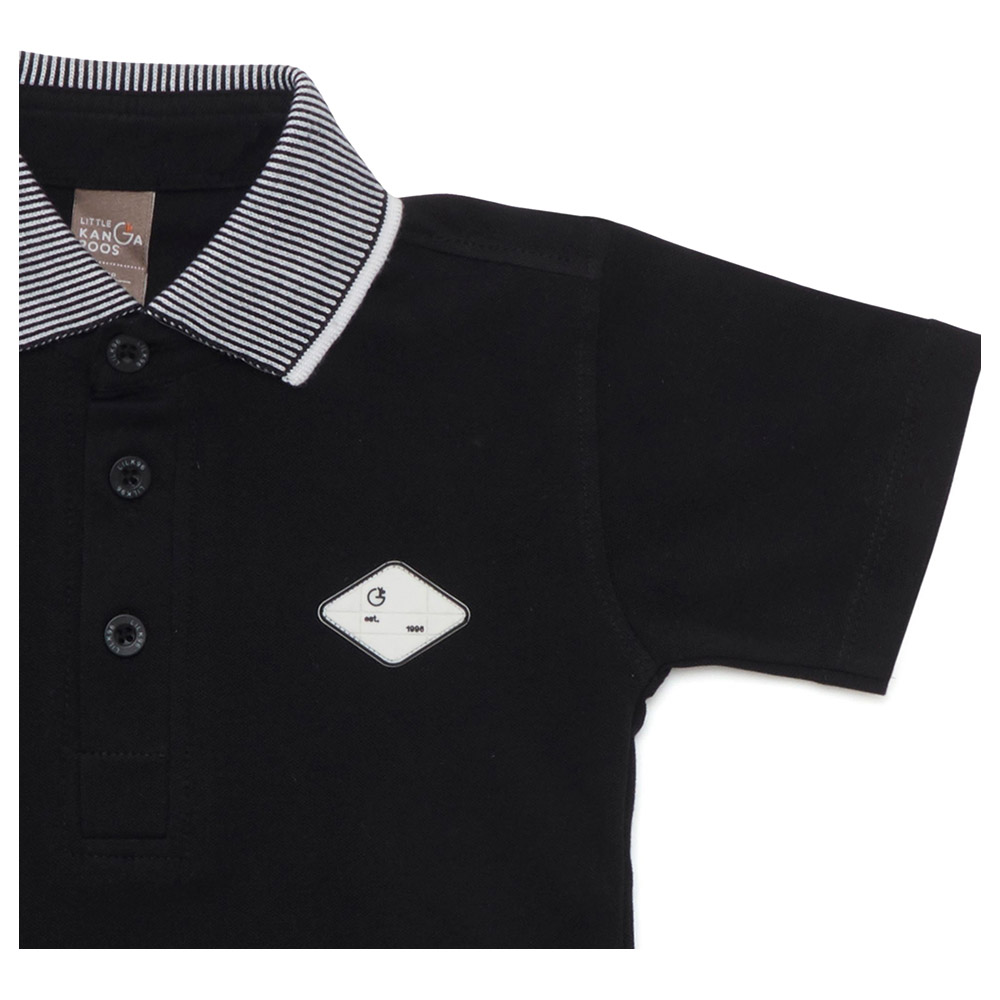 Little Kangaroos - Boy Half Sleeve Polo T-Shirt - Black