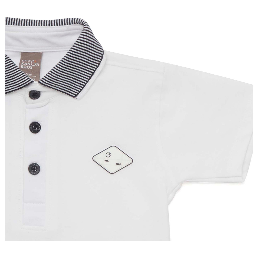 Little Kangaroos - Boy Half Sleeve Polo T-Shirt - White