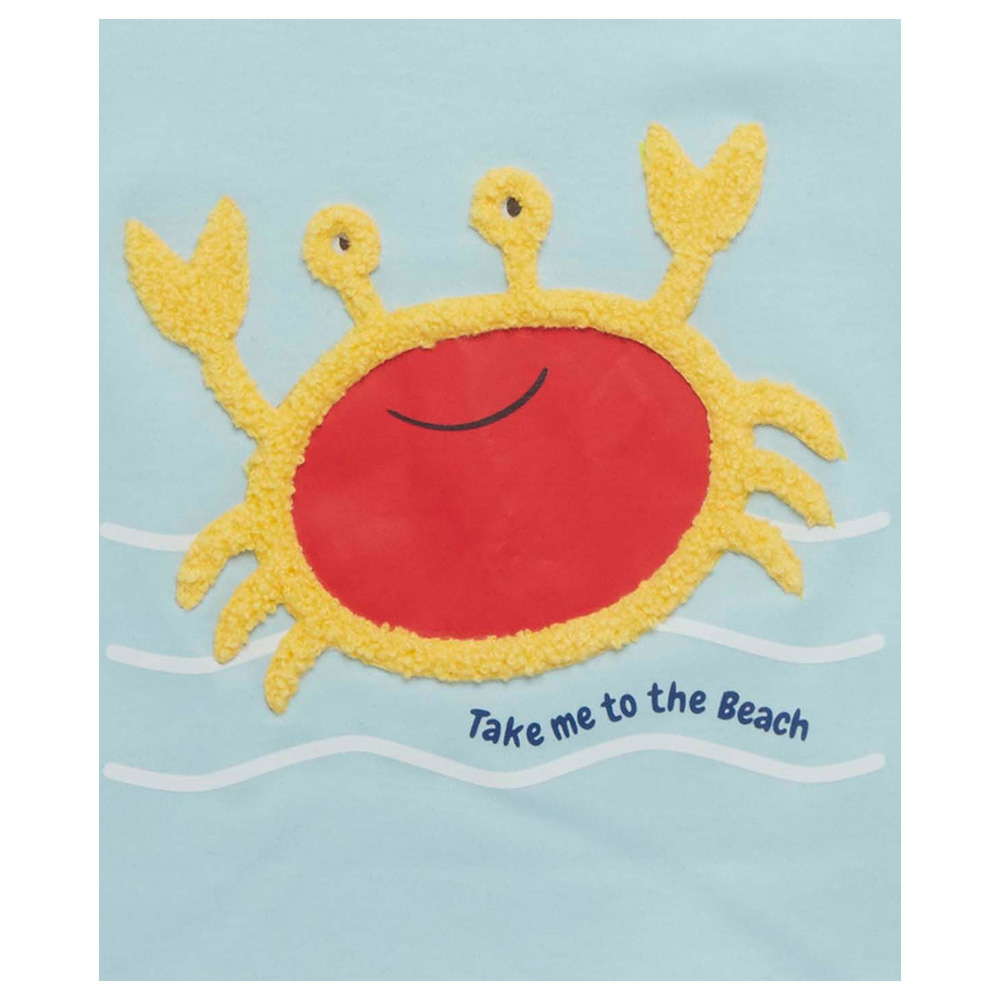 Little Kangaroos - Baby Boy Crab Round Neck T-Shirt - Sky Blue